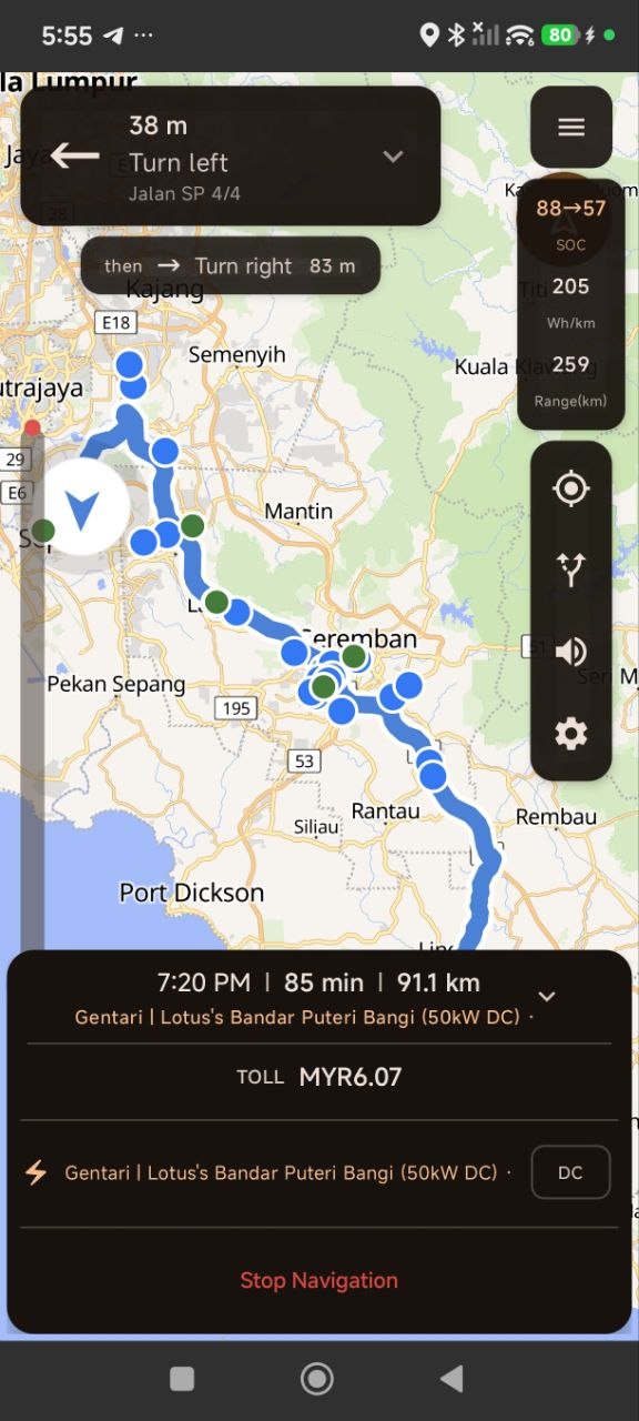 Route preview on a phone